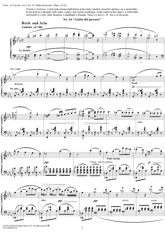 La Traviata, Act 3, No. 16, Recit. and Aria. "Addio del passato" and "Annina! Dormivi?"