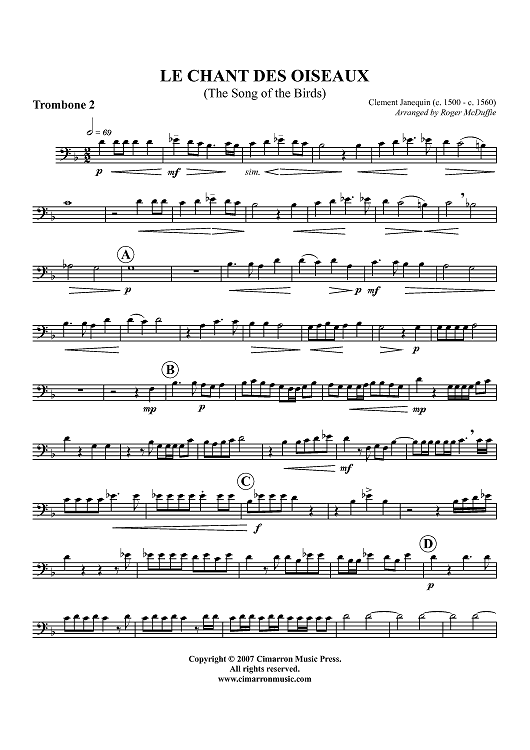 Le Chant des Oiseaux (The Song of the Birds) - Trombone 2