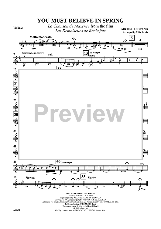 You Must Believe in Spring - Violin 2