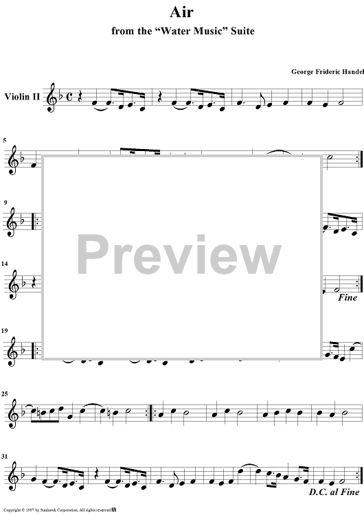 Water Music Suite No. 1 in F Major, No. 6: Air - Violin 2