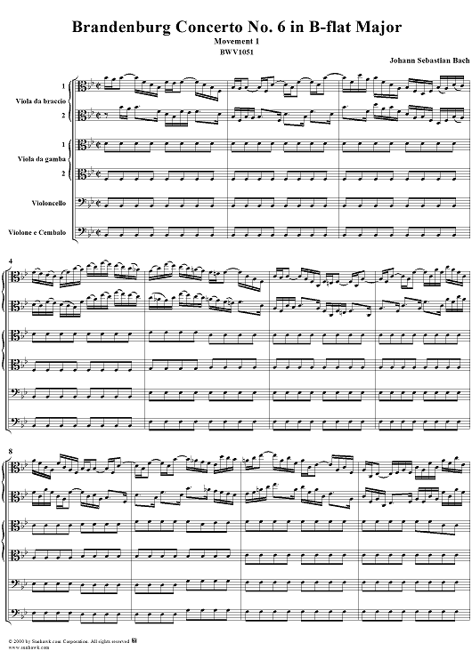 Brandenburg Concerto No. 6: Movement 1 - Score