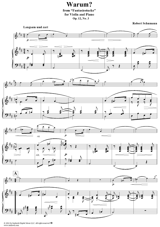 Fantasiestücke, Op. 12, No. 3, "Warum" (Why) - Piano