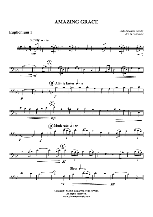 Amazing Grace - Euphonium 1 BC/TC