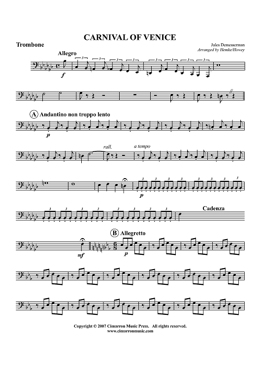 Carnival of Venice - Trombone