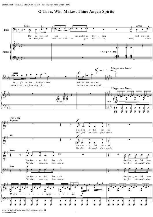 O Thou, Who Makest Thine Angels Spirits - No. 16 from "Elijah", part 1