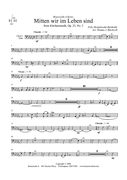 Mitten wir im Leben sind - Choir 1, Tuba