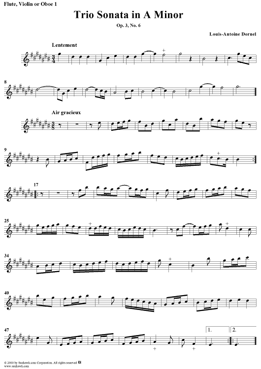Trio Sonata in A Minor Op. 3, No. 6 - Flute/Violin/Oboe 1