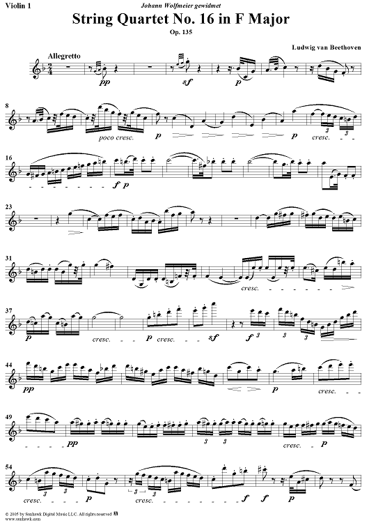 String Quartet No. 16 in F Major, Op. 135 - Violin 1