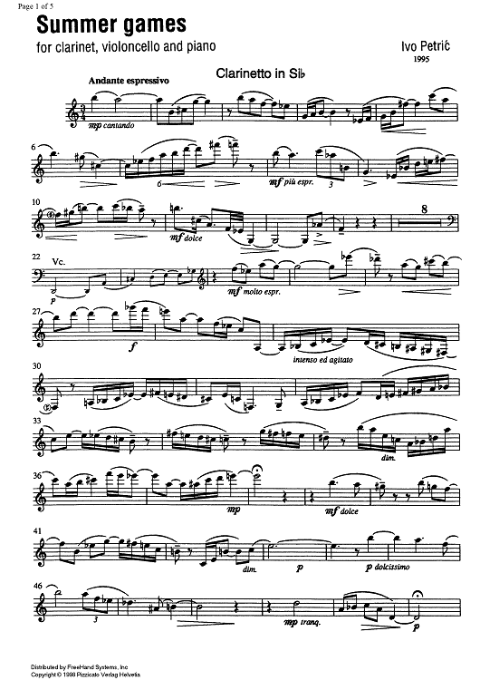 Summer games - Clarinet in B-flat