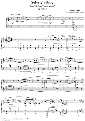 Solveig's Song, from Six Song Transcriptions, Op. 52, no. 4