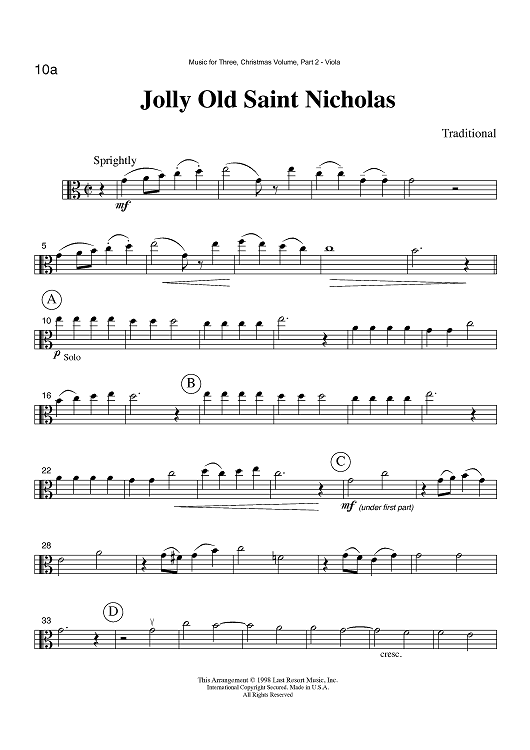 Jolly Old Saint Nicholas - Part 2 Viola