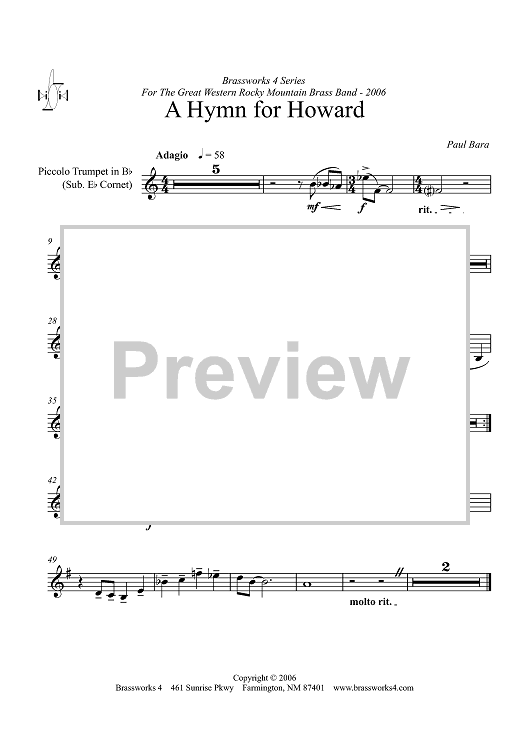 A Hymn for Howard - Piccolo Trumpet in B-flat