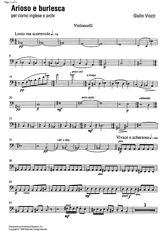 Arioso e Burlesca - Cello