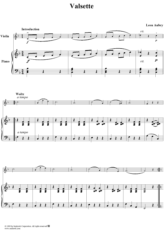 Valsette - Piano Score