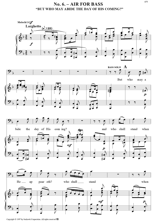 Messiah, no. 6: But who may abide the day of His coming - Piano Score