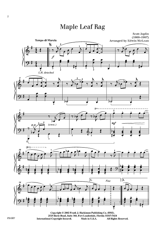 Maple Leaf Rag" Sheet Music for Piano Sheet Music Now