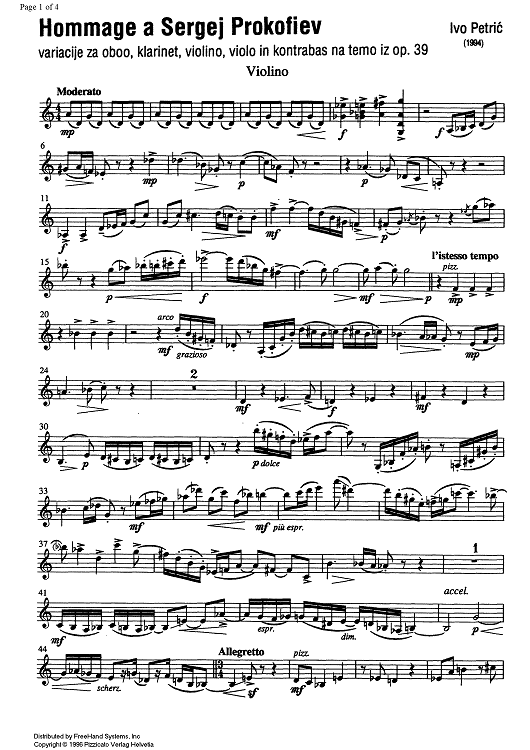 Hommage a Sergej Prokofiev Op.39 - Violin