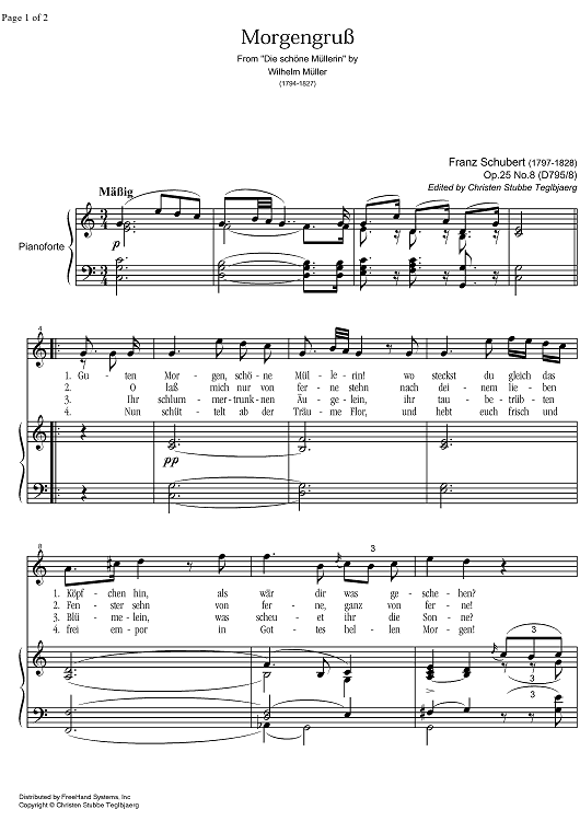 Morgengruss Op.25 No. 8 D795 - Score