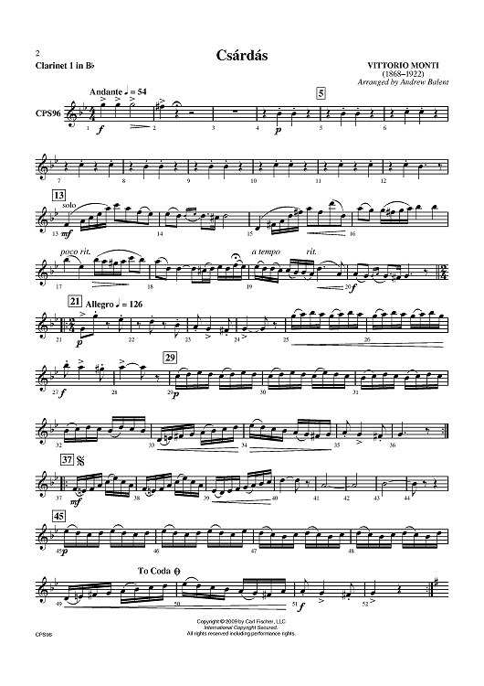 Csardas - Clarinet 1 in B-flat