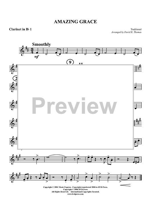 Amazing Grace - Clarinet 1 in B-flat