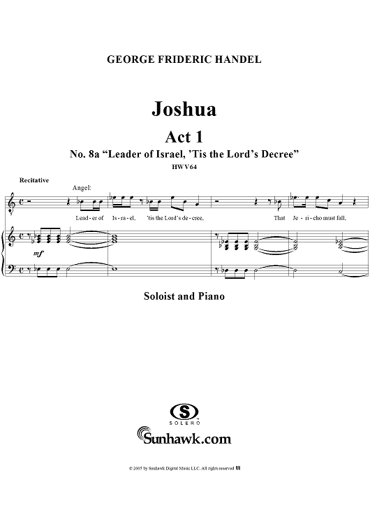 Joshua, Act 1, No. 8a "Leader of Israel, 'tis the Lord's decree"