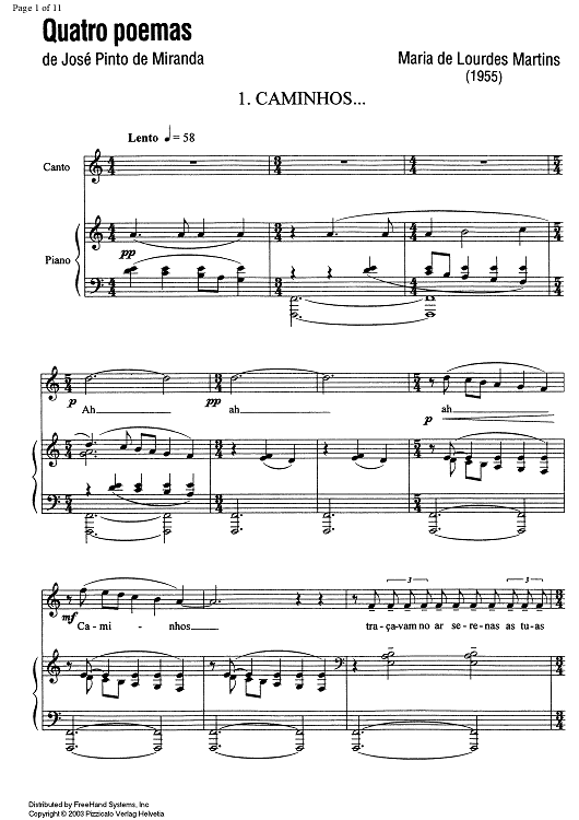Quatro poemas (Four poems) - Score