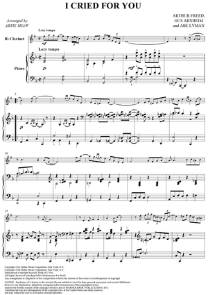I Cried for You - Piano Score