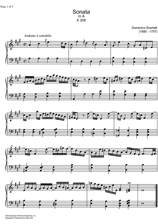 Sonata A Major K208