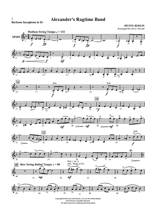 Alexander’s Ragtime Band - Baritone Sax