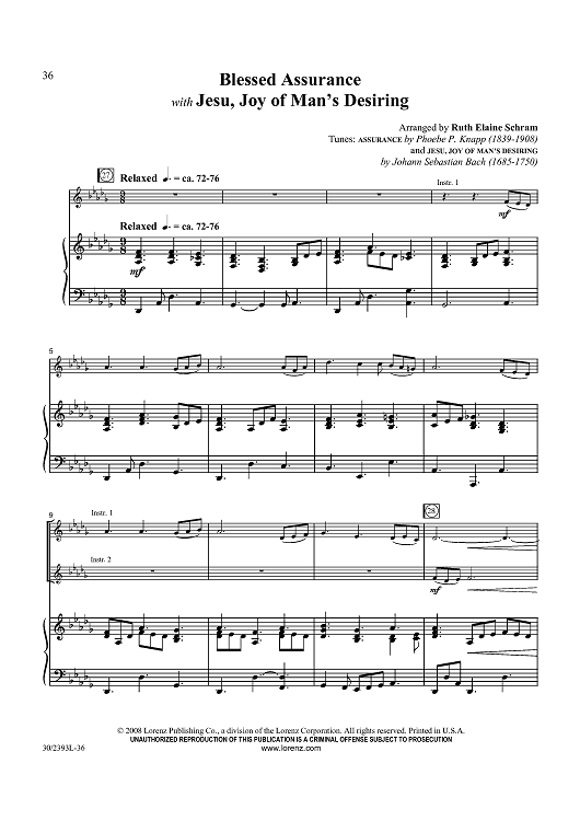 Blessed Assurance  / Jesu, Joy of Man’s Desiring