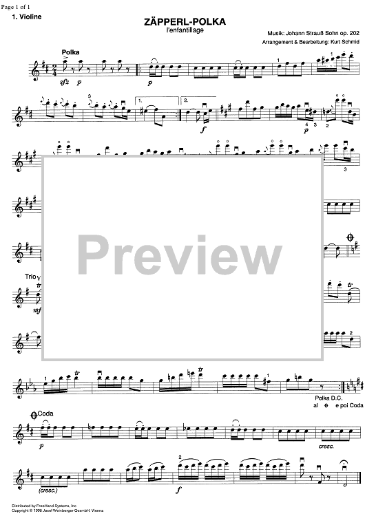 Zäpperl Polka Op.202 - Violin 1