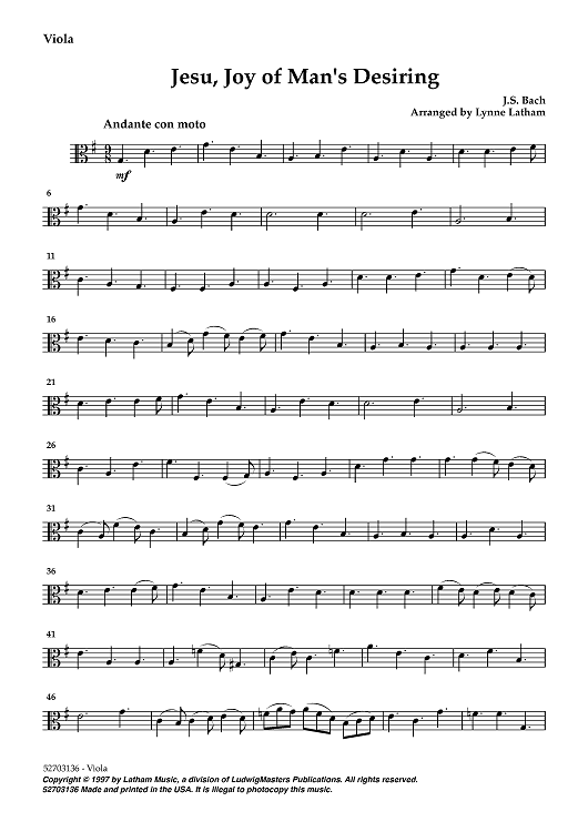 Jesu, Joy of Man's Desiring - Viola