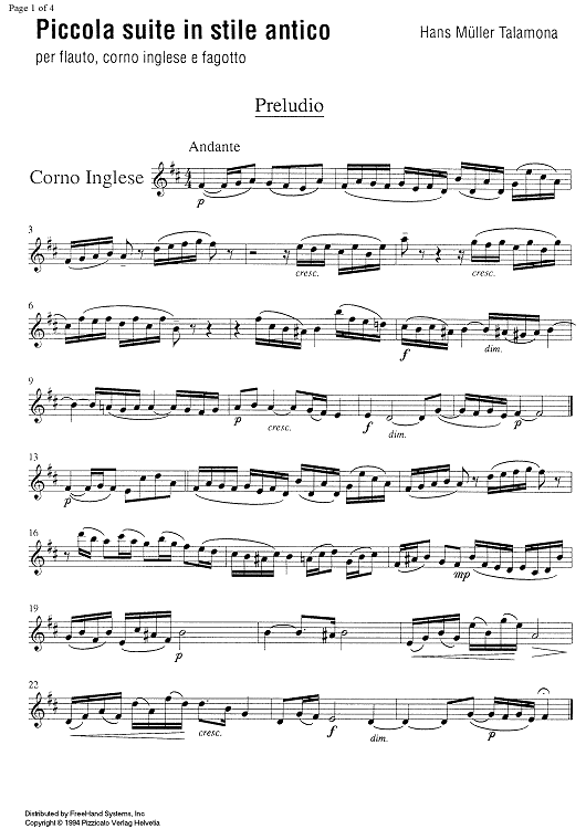 Piccola suite in stile antico - English Horn