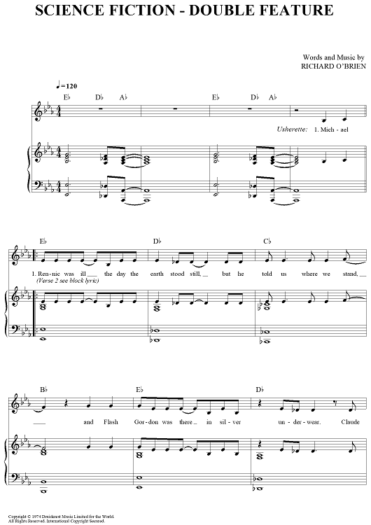 Science FictionDouble Feature" Sheet Music for Piano/Vocal/Chords