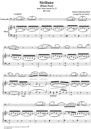 Siciliano from "Flute Sonata No. 2" - Piano Score