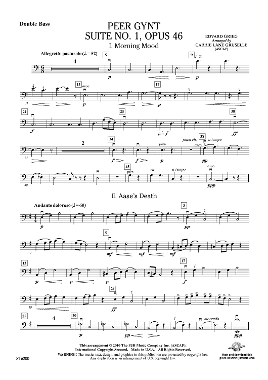 Peer Gynt Suite No. 1, Op. 46 - Double Bass