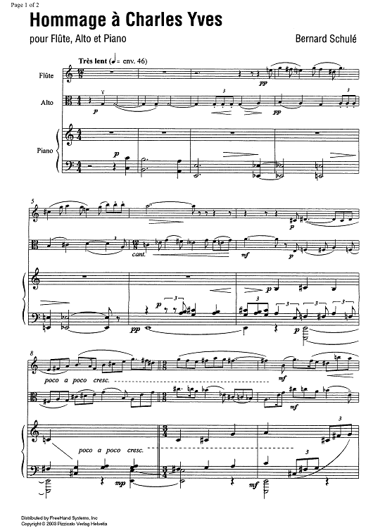 Hommage à Charles Yves - Score