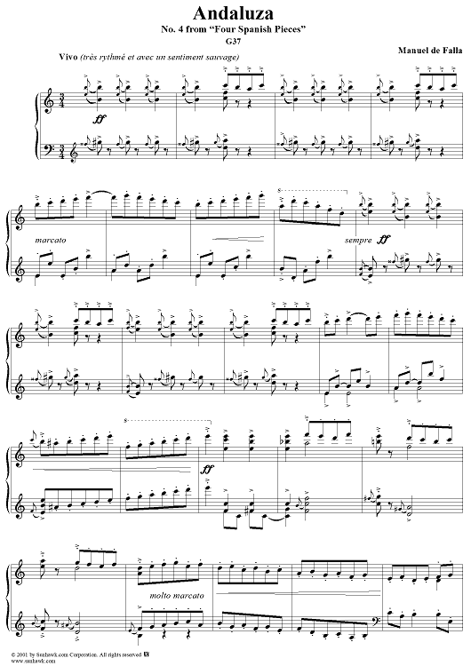 Andaluza No. 4 from “Four Spanish Pieces”, G37