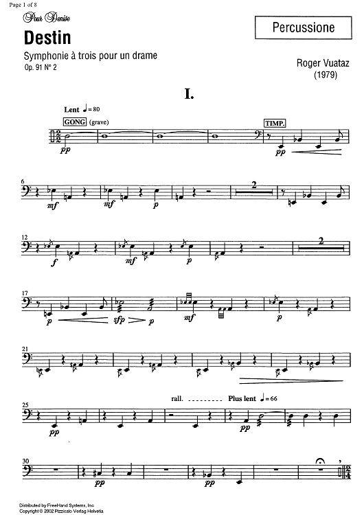 Destin (Symphonie à trois pour un drame) - Percussion
