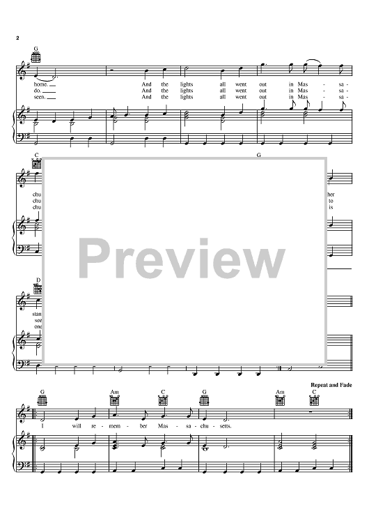 Massachusetts (The Lights Went Out)" Sheet Music by Bee Gees for Piano