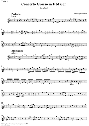 Concerto Grosso No. 9 in F Major, Op. 6, No. 9 - Violin 2