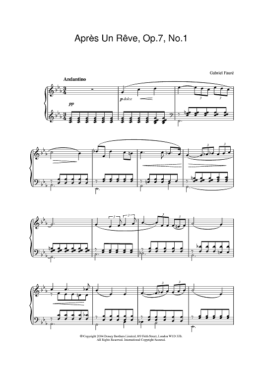 Après Un Rêve, Op.7, No.1