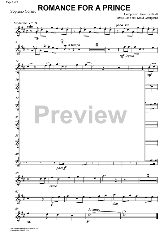 Romance for a Prince - Soprano Cornet in Eb