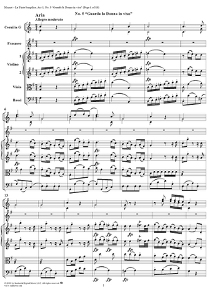 "Guarda la Donna in viso", No. 5 from "La Finta Semplice", Act 1, K46a (K51) - Full Score