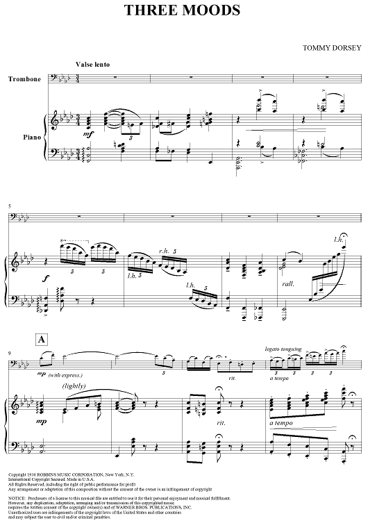 Three Moods - Piano Score