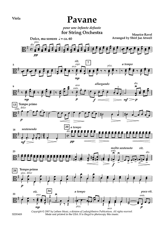 Pavane pour une infante defunte - Viola