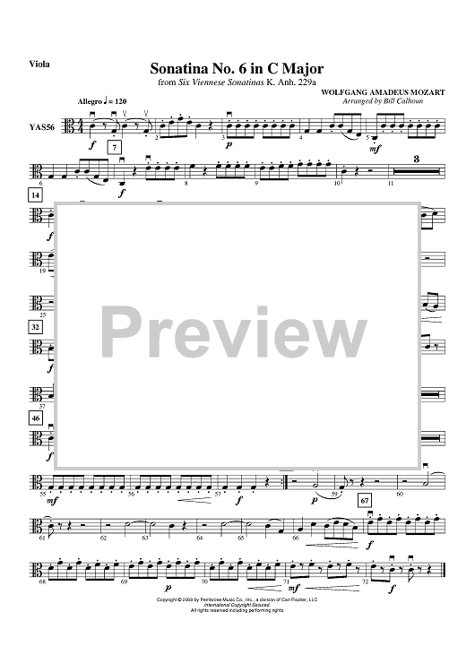 Sonatina No.6 In C Major - Viola