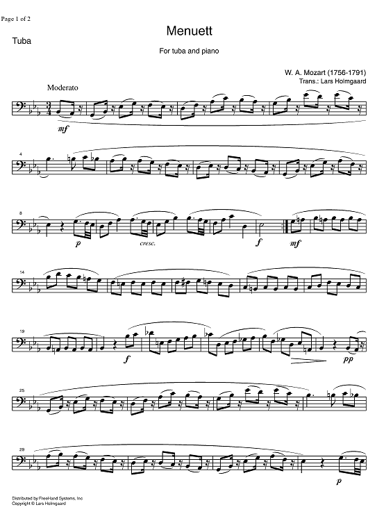 Minuet Eb Major KV452 - Tuba