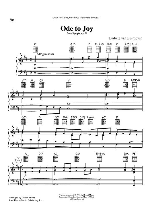 Ode to Joy - from Symphony #9 - Keyboard or Guitar