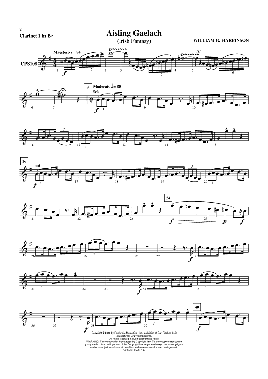 Aisling Gaelach (Irish Fantasy) - Clarinet 1 in B-flat